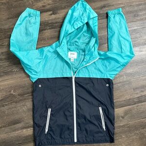 Kids old navy windbreaker aqua & navy blue